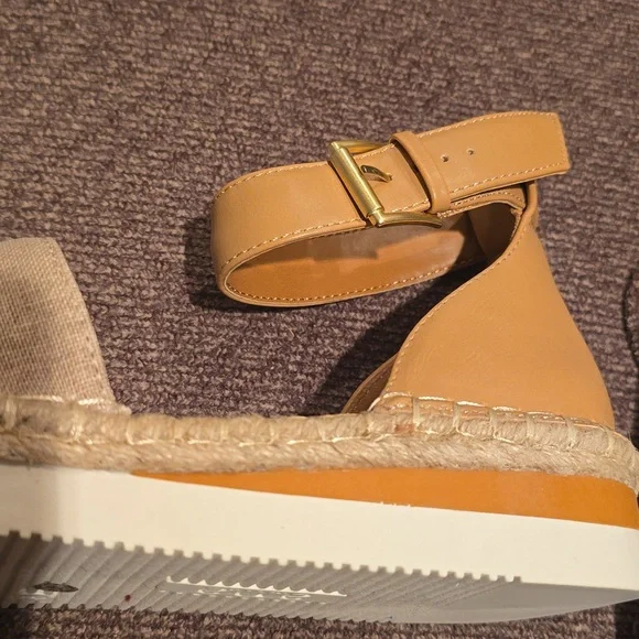 A.N.A BRAND WOMEN'S TAN SUMMER LINEN SHOES WITH ADJUSTABLE ANKLE STRAP SIZE 8 - Picture 8 of 13